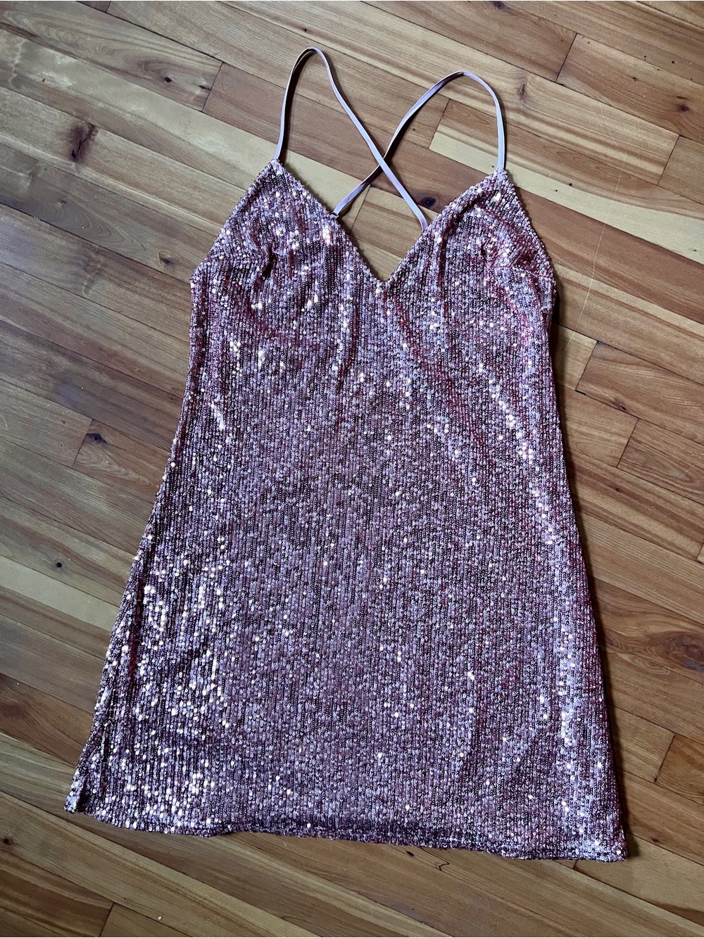 Victoria’s Secret Rose Gold/Pink Sequin Slip Dress, a Fun Sparkle Party Dress